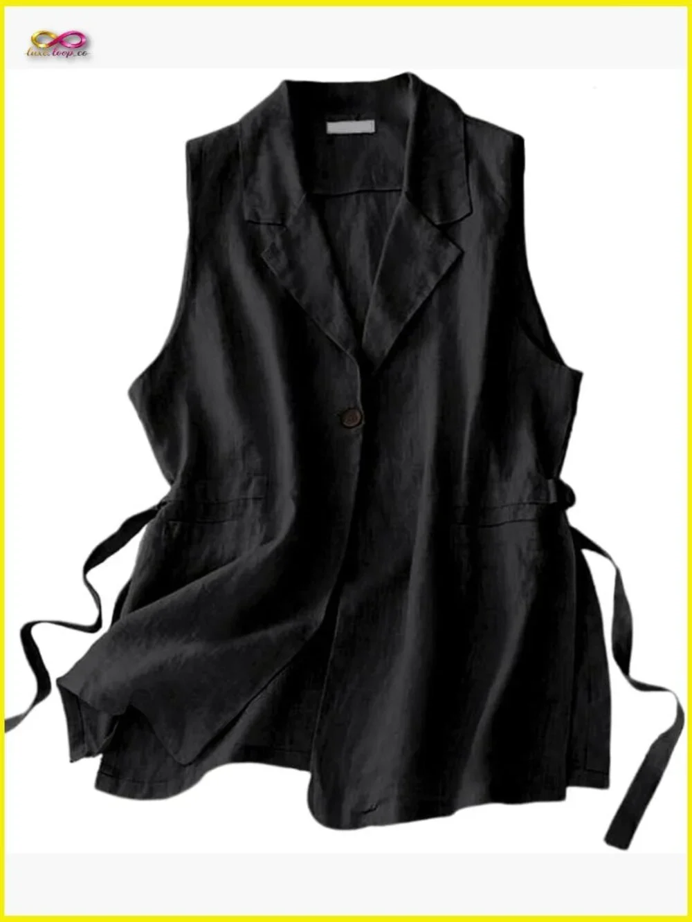 Sleeveless Linen Blazer Vest Oversized Lightweight Business Casual Office Wear